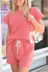 Checkered Textured Tee and Drawstring Shorts